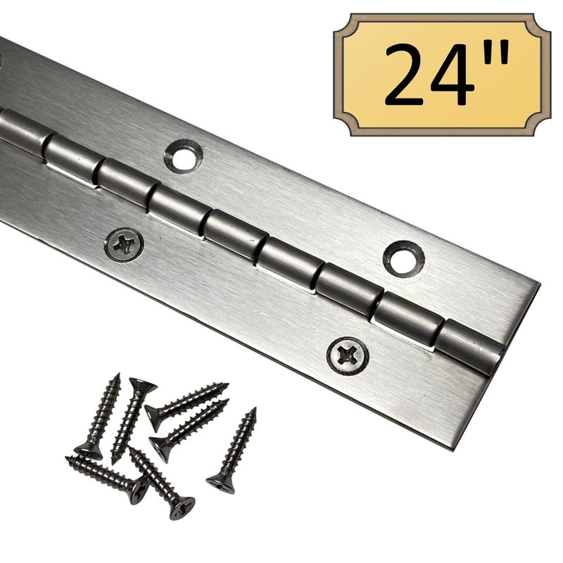Desunia Heavy Duty 1.5" x 24" Stainless Steel Piano Hinge - .060" Thick - Â¾" S.S. Screws Included - Image 2